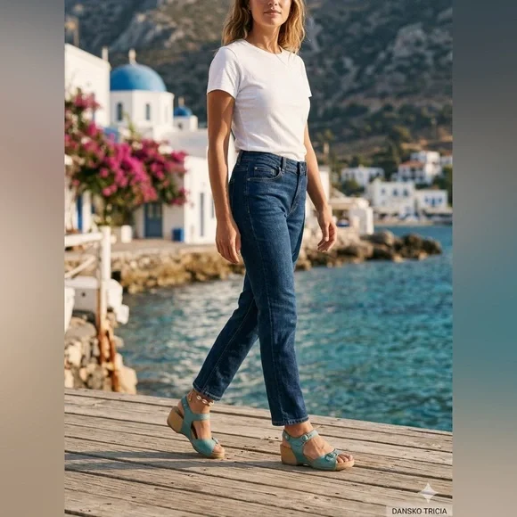 Dansko NEW Tricia Turquoise Blue Pebbled Leather Sandals EU 38/ US 7.5-8 - Picture 12 of 12